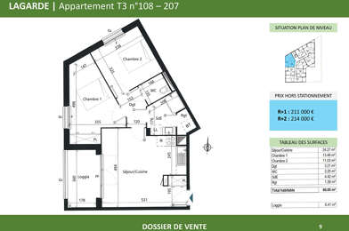 Appartement 3 pièces 211000 €