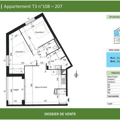 Appartement 3 pièces 211000 €