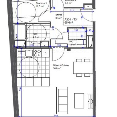 Appartement 3 pièces 509000 €