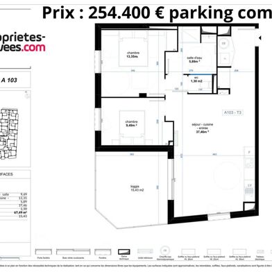 Appartement 3 pièces 254400 €