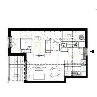 Appartement 2 pièces 252700 €