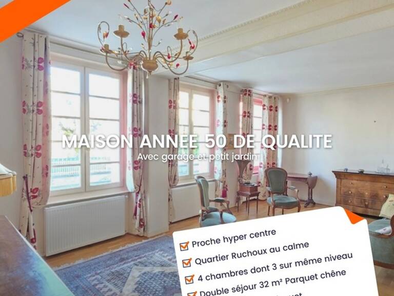 EXCLUSIVITE SECTEUR RUCHOUX BELLE MAISON ANNEE 50 SUR SOUS SOL COMPLET AVEC GARAGE ET PETIT JARDIN — photo 1