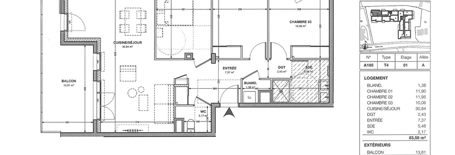 Appartement 4 Pièces 83 m² à vendre à Embrun (05200)