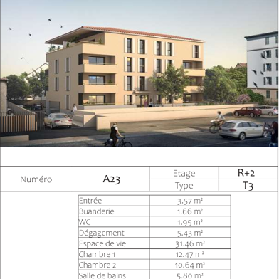 Appartement 3 pièces 284000 €