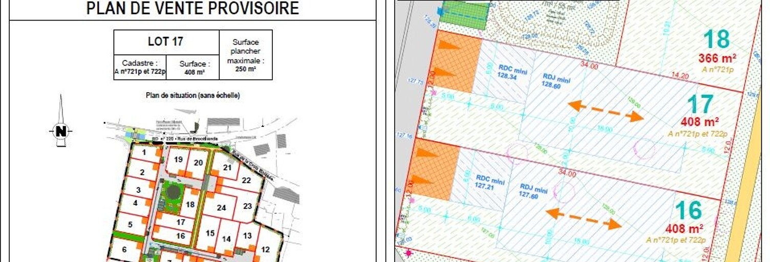 Terrain  408 m² à vendre à Cardroc (35190)