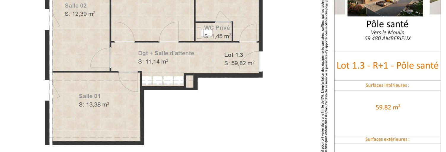 Commerce  59 m² à vendre à Ambérieux (69480)