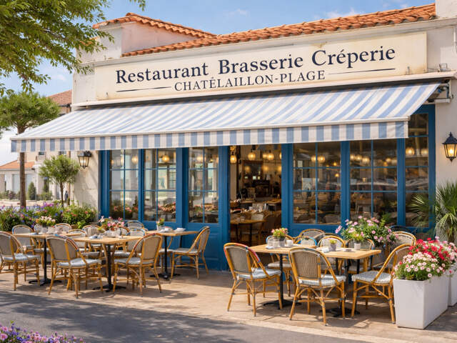 MURS COMMERCIAUX à vendre CHATELAILLON PLAGE (17) avec FONS DE COMMERCE de restaurant Crêperie 125M2 et Bel appartement vue mer 66M2 (fonds de commerce indissociable) — photo du bien