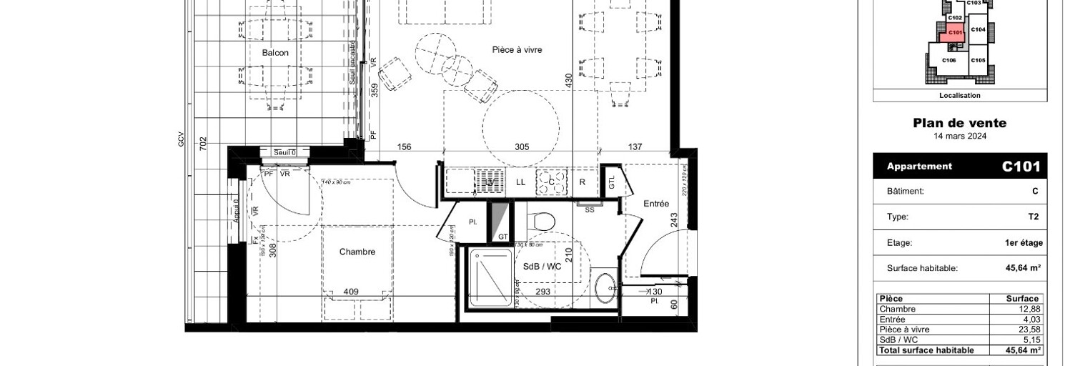 Appartement 2 Pièces 45 m² à vendre à Annecy (74370)