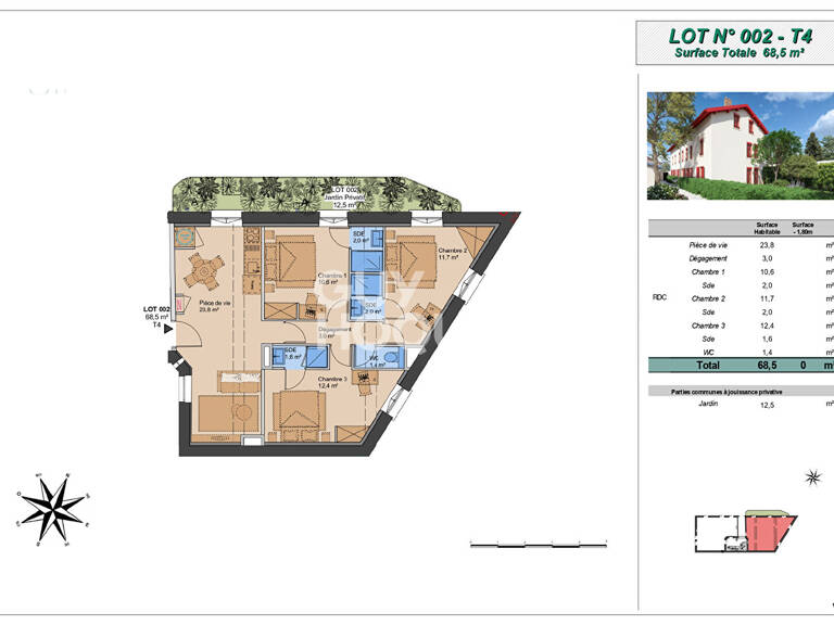 Montchat - Appartement T4 avec petit extérieur (Plateau à aménager), proximité parc Bazin, Lyon 3ème (69003) — photo 1