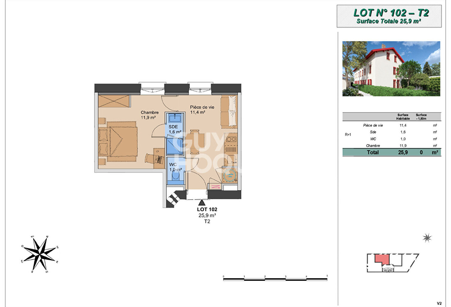 Montchat - Appartement T2 (Plateau à aménager), Proximité parc Bazin, Lyon 3ème (69003) — photo 1