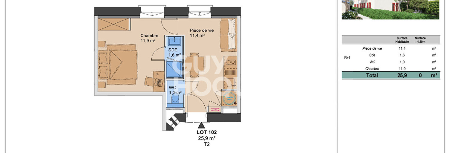 Appartement 2 Pièces 27 m² à vendre à Lyon 3 (69003)