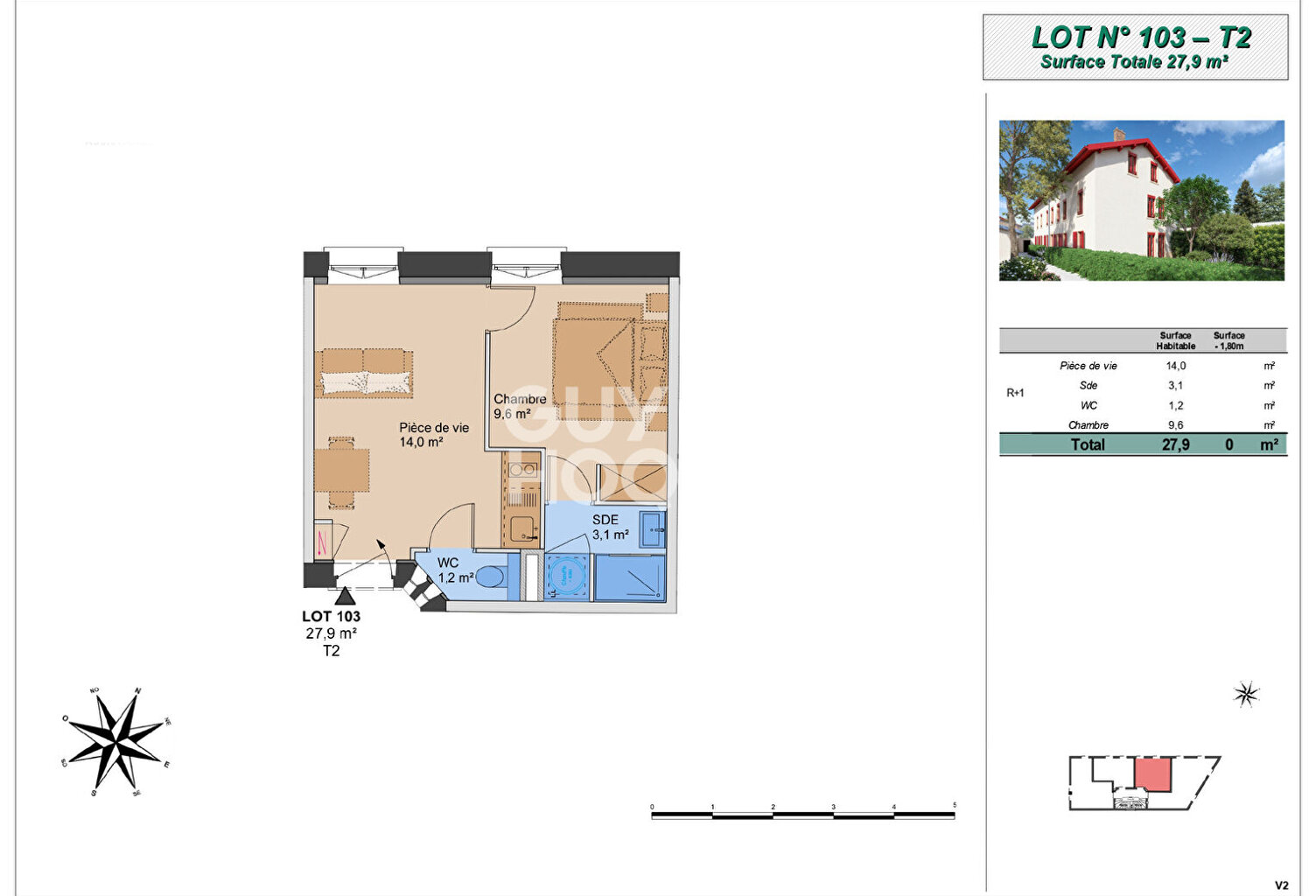 Montchat - Appartement T2 (Plateau à aménager), proximité parc Bazin, Lyon 3ème (69003) — photo 1