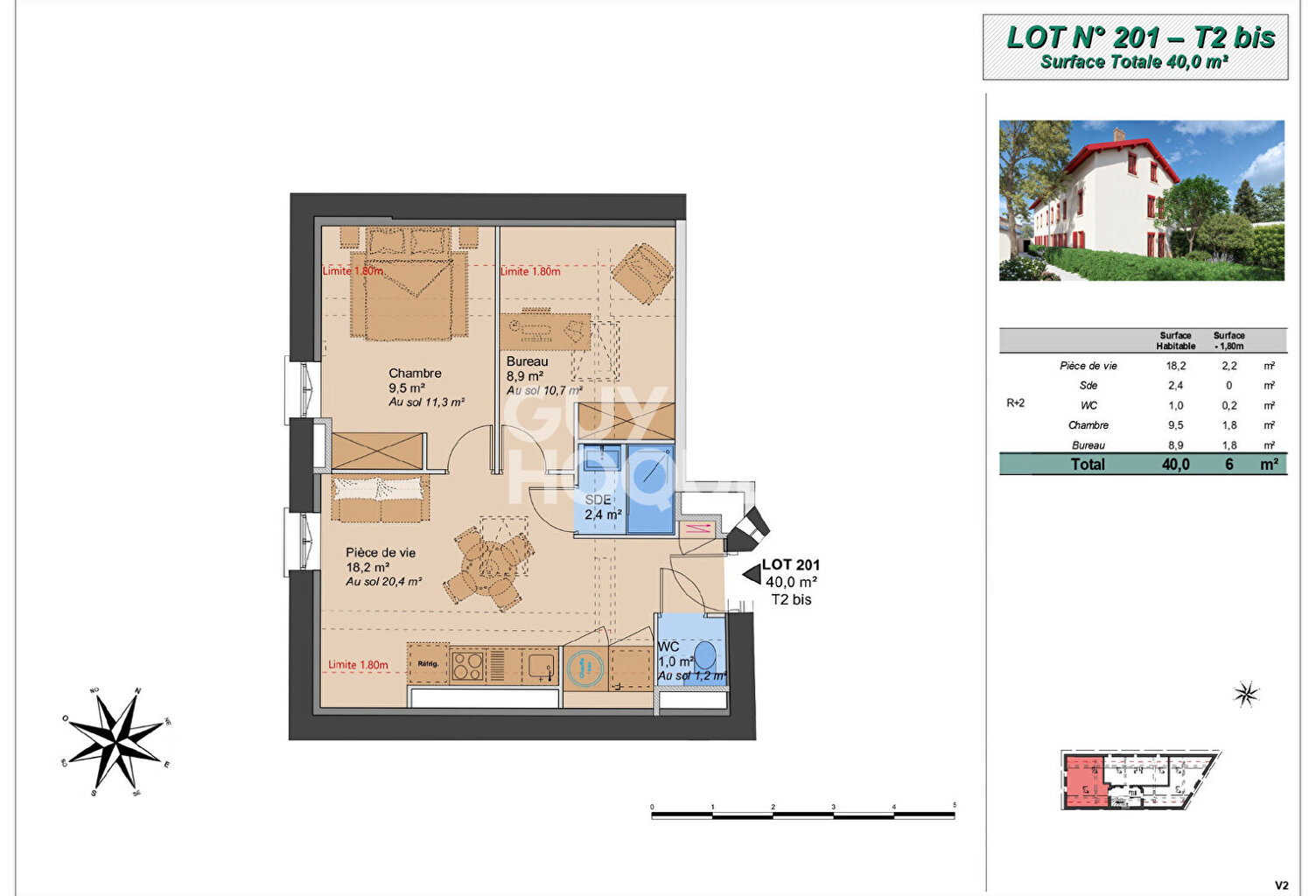 Montchat - Appartement T2 bis (Plateau à aménager), proximité parc Bazin, Lyon 3ème (69003) — photo 1