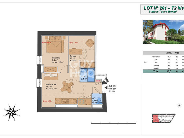 Montchat - Appartement T2 bis (Plateau à aménager), proximité parc Bazin, Lyon 3ème (69003) — photo 1