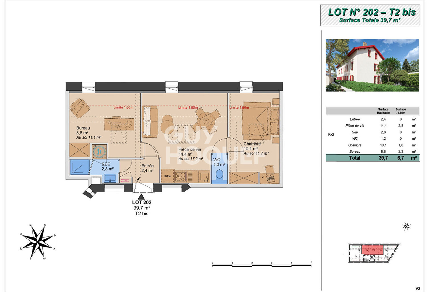 Montchat - Appartement T2 bis (Plateau à aménager), proximité parc Bazin, Lyon 3ème (69003) — photo 1
