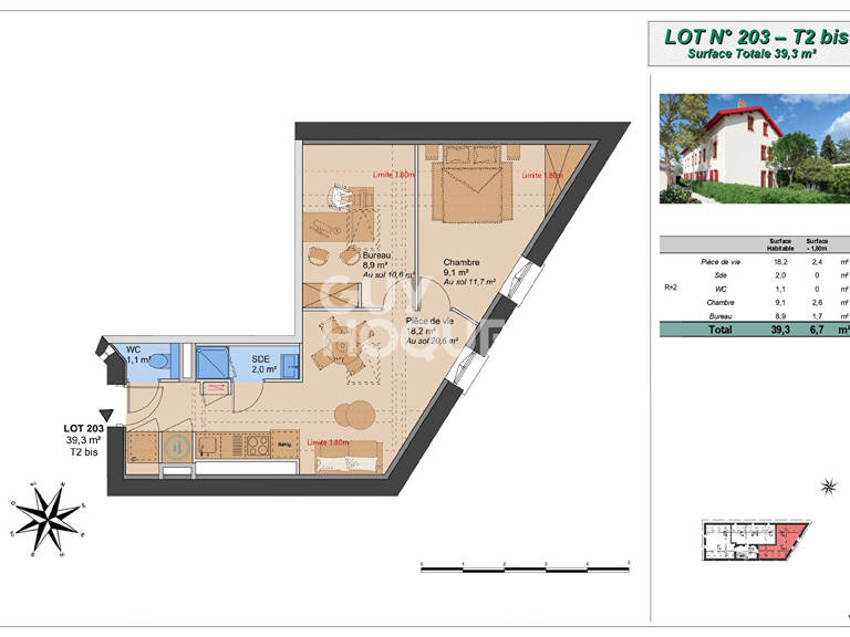 Montchat - Appartement T2 bis (Plateau à aménager), proximité parc Bazin, Lyon 3ème (69003) — photo 1