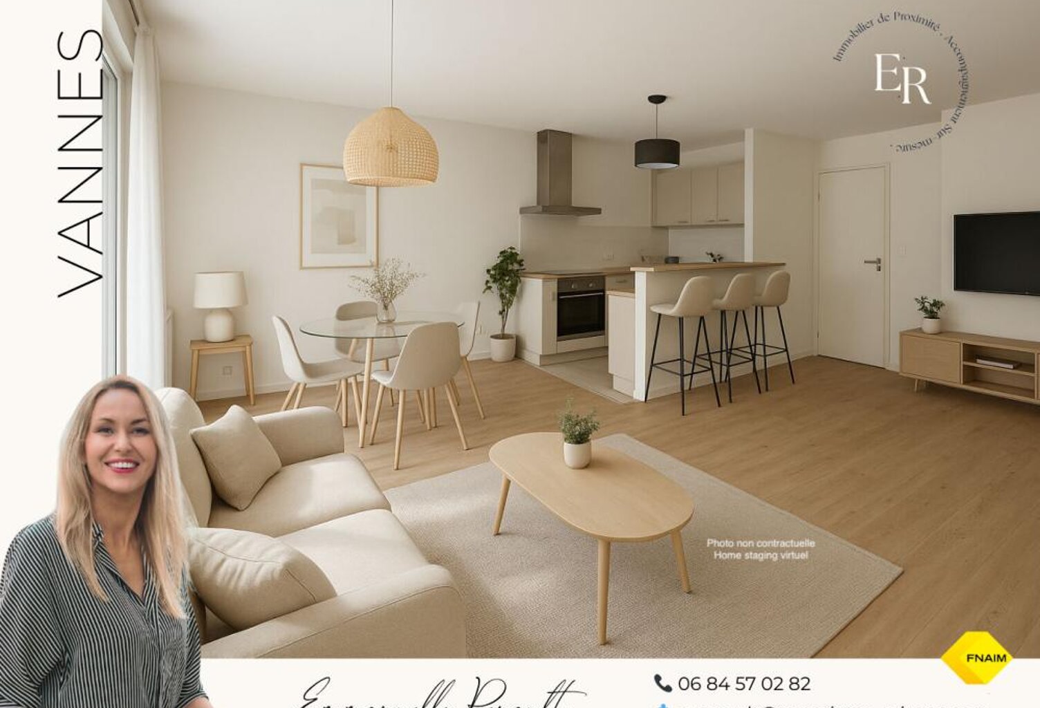VANNES Beaupré Kersec. Appartement T4 lumineux de 75,36 m² avec ascenseur, balcon sud ouest, 3 chambres et parking privatif — photo 1