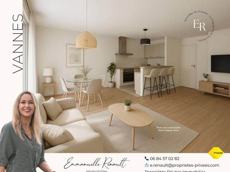 VANNES Beaupré Kersec. Appartement T4 lumineux de 75,36 m² avec ascenseur, balcon sud ouest, 3 chambres et parking privatif — photo 1