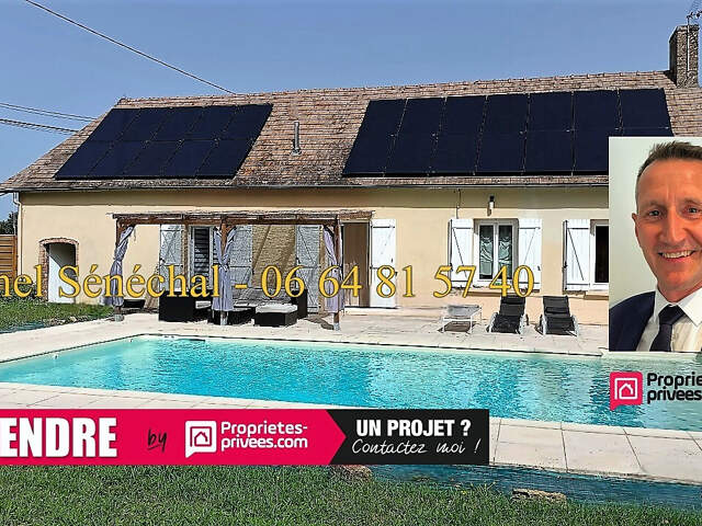 Longère de plain - pied  rénovée 7 pièces de 126 m2 avec sa piscine et son superbe terrain extérieur à 10 mn de Le Mans secteur Sud Sarthe — photo du bien