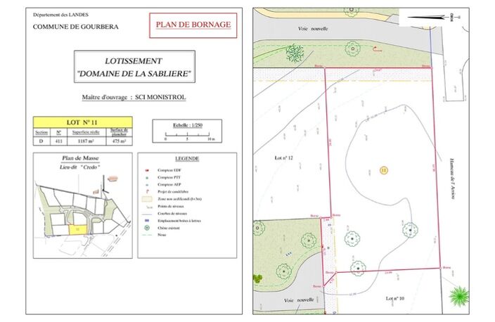 Terrain de 1 187 m² - Gourbera - calme, nature, exposition Sud et libre de constructeur — photo 3