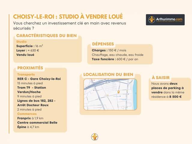 Studio 16m2 - Proche Tram 9 et RER C — photo du bien