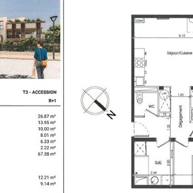 Appartement 3 pièces 1190 €