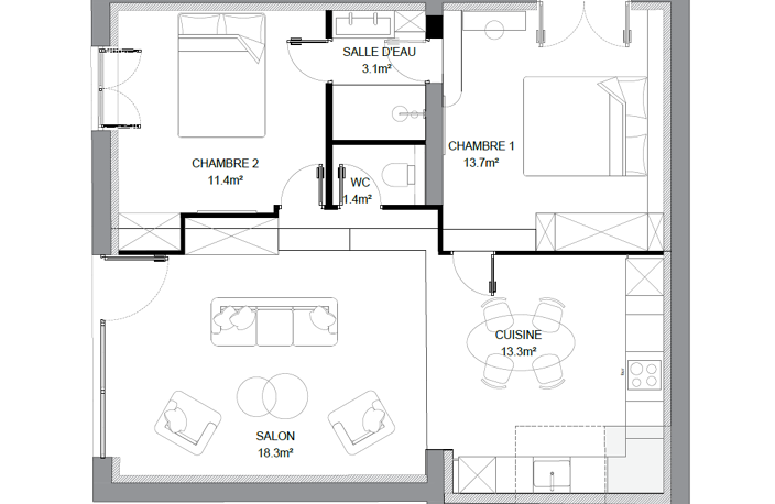 T3 rénové de 68 m2   Jardin 400 m2   Aix-en-Provence — photo 2