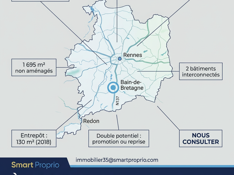 Bain-de-Bretagne   Foncier 2 250 m2 avec locaux d'activité e — photo 1