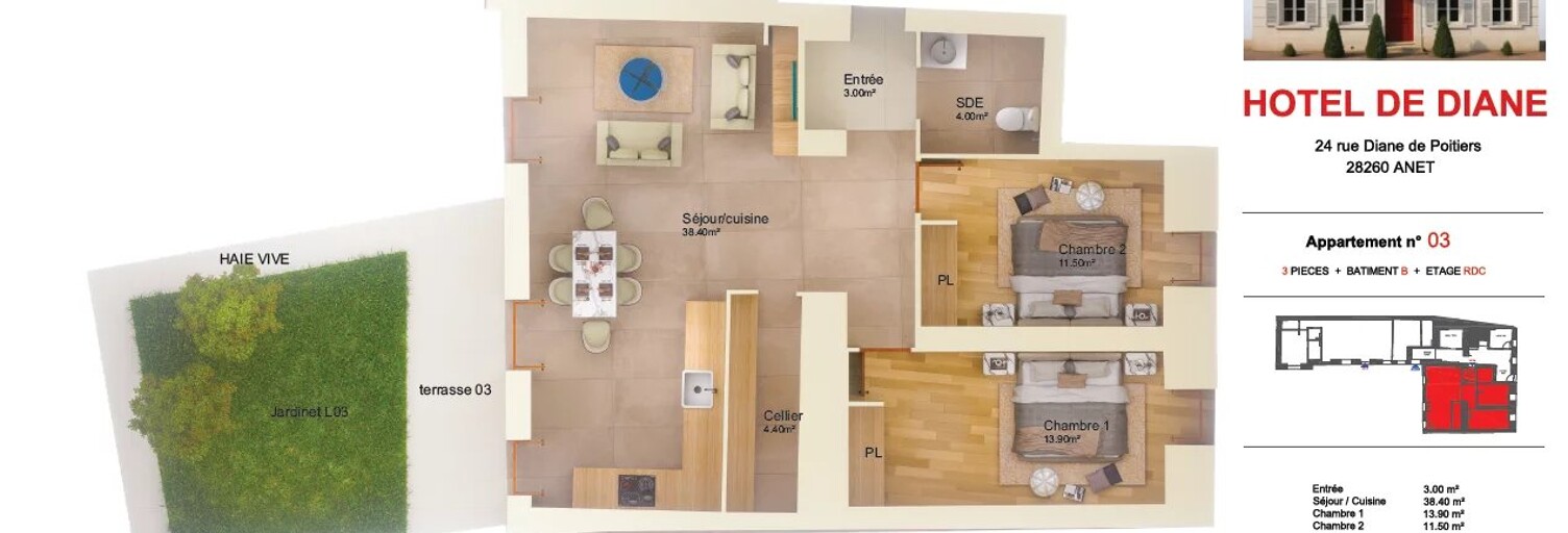 Appartement 3 Pièces 75 m² à vendre à Anet (28260)