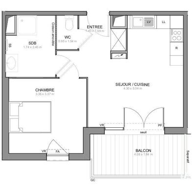 Appartement 2 pièces 188500 €