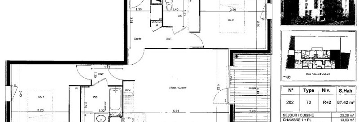 Appartement 3 Pièces 67 m² à vendre à Villeurbanne (69100)