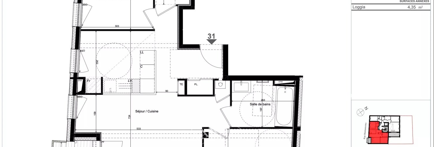 Appartement 3 Pièces 65 m² à vendre à Lyon 7 (69007)