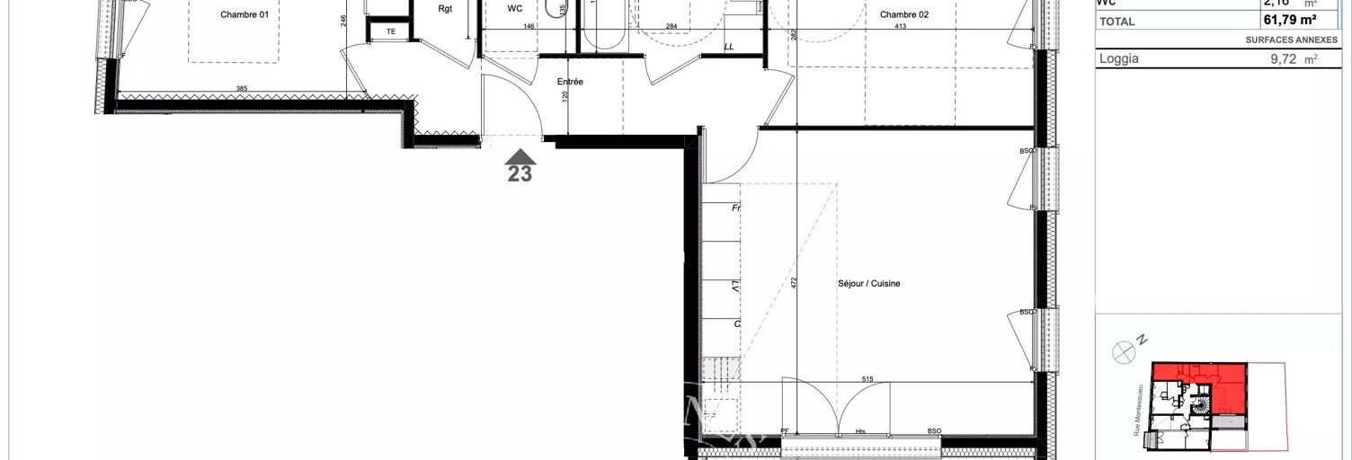 Appartement 3 Pièces 61 m² à vendre à Lyon 7 (69007)