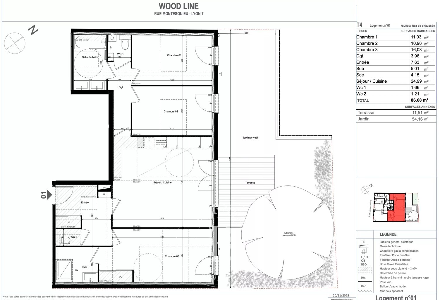 Lyon 7ème - Rue Montesquieu - Appartement de 86,68 m², 3 chambres, jardin privatif, Cave — photo 1