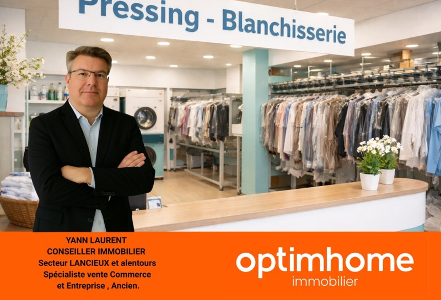 – Fonds de commerce + Murs commerciaux Pressing – Blanchisserie – Laverie automatique  proche LOUDEAC (22) — photo 1