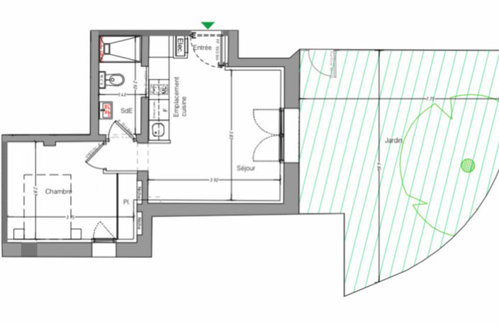 2 pièces de 31,9 m2 avec jardin privatif de 41,5 m2 — photo 3