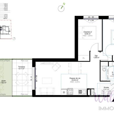 Appartement 3 pièces 284000 €