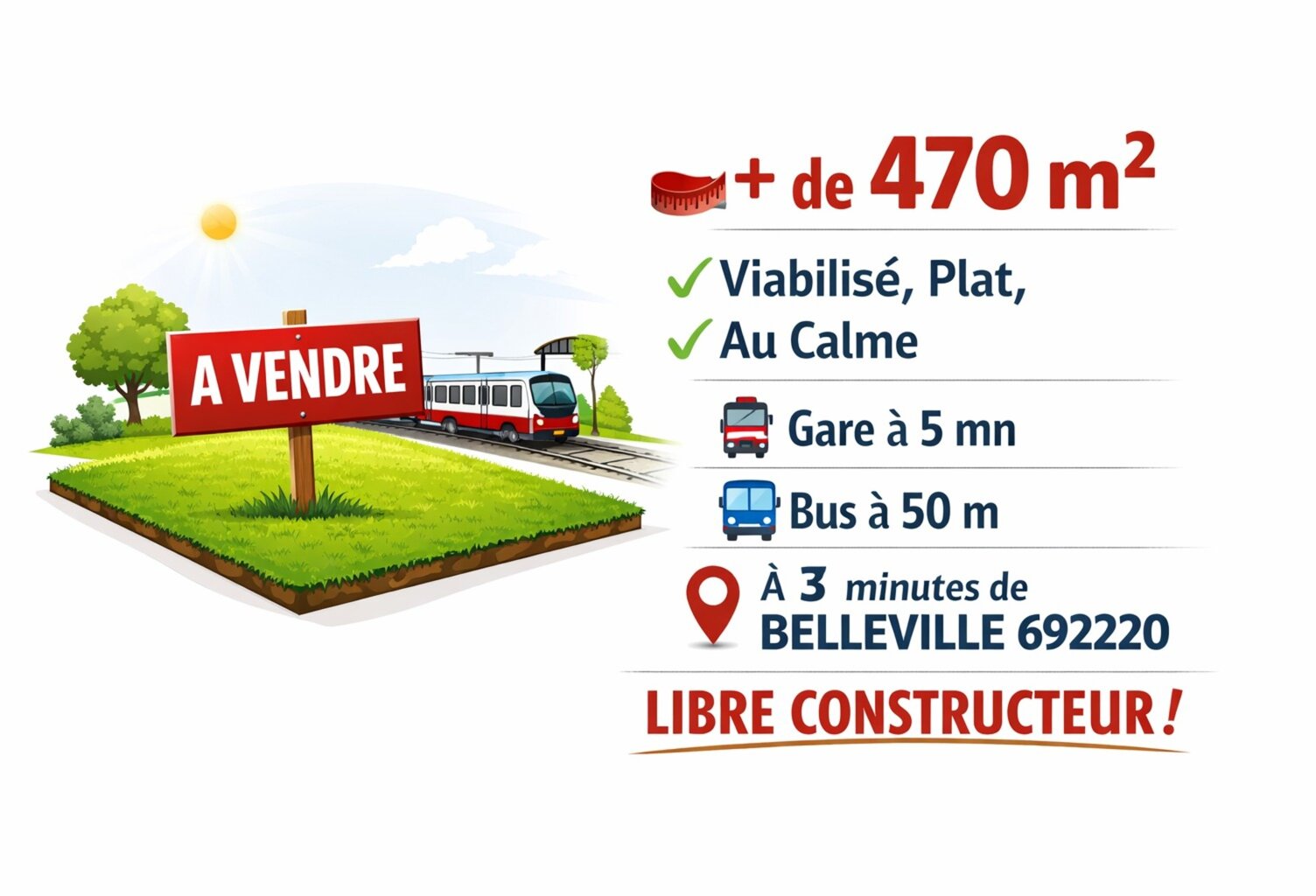 Terrain à vendre de 475,00 m² TAPONAS (69) - Terrain au calme , viabilisé  belle expo -  A 3 mn de Belleville / Saône — photo 1