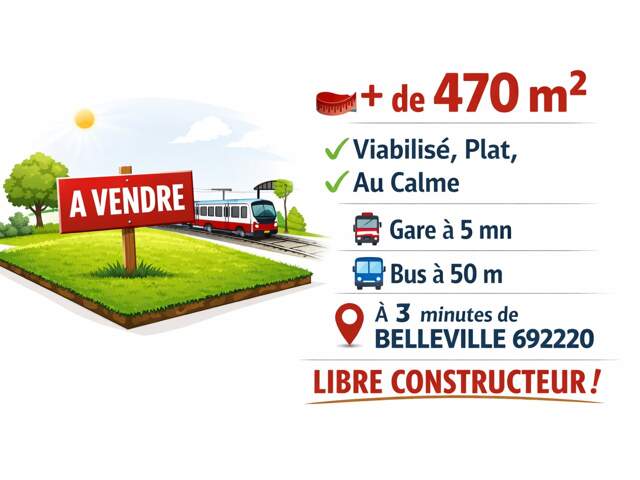 Terrain à vendre de 475,00 m² TAPONAS (69) - Terrain au calme , viabilisé  belle expo -  A 3 mn de Belleville / Saône — photo du bien