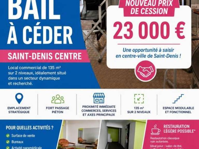 Cession de bail – Local commercial 132,66 m² – Centre-ville Saint-Denis 97400 — photo 1