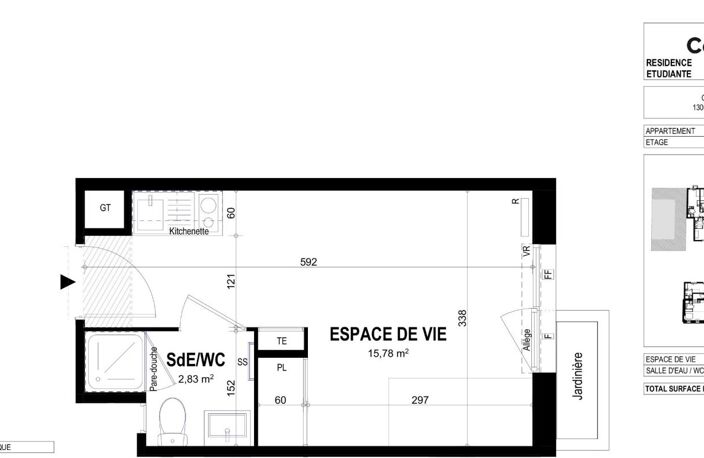 STUDIO NEUF 18,6 M2 À VENDRE DANS RÉSIDENCE ÉTUDIANTE — photo 4