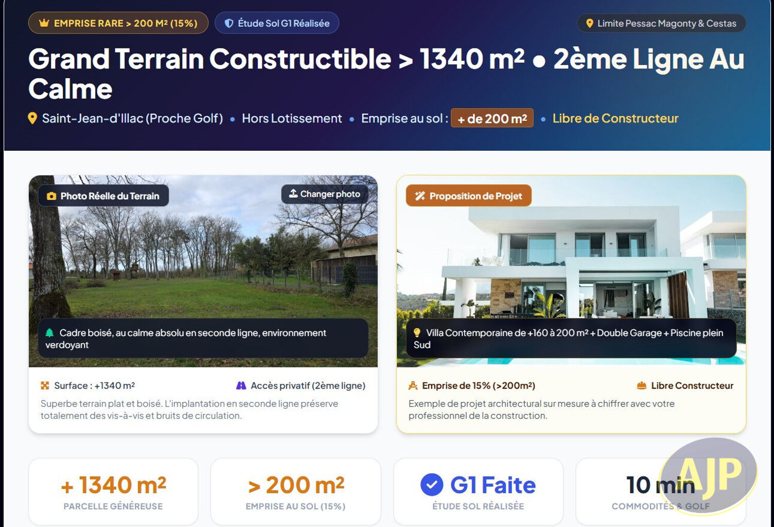 Terrain 1340m² St Jean d'illac limite Cestas — photo 1
