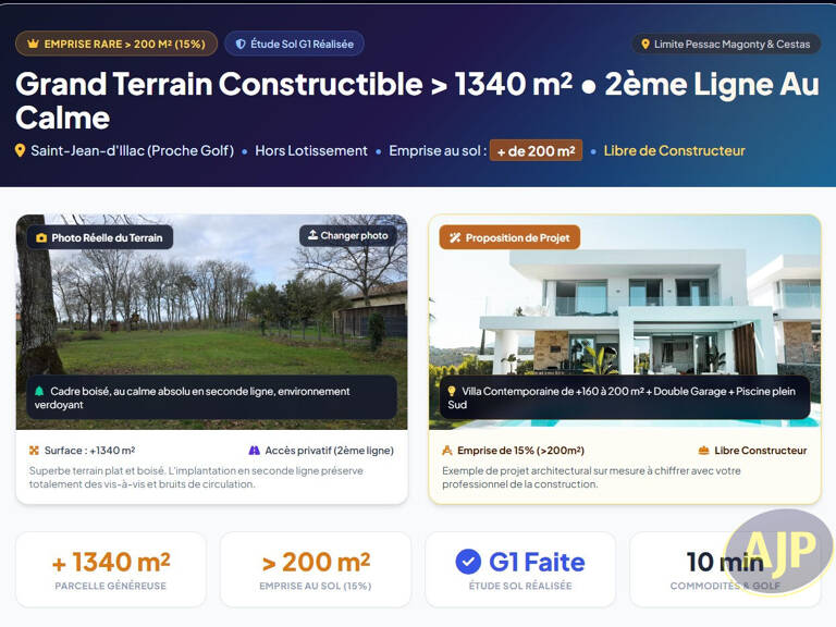 Terrain 1340m² St Jean d'illac limite Cestas — photo 1