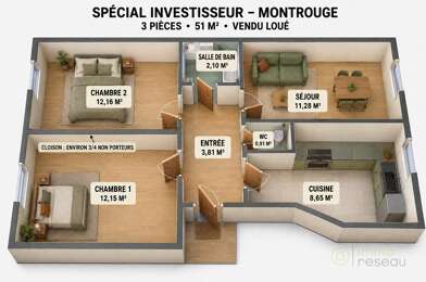 Appartement 3 pièces 337600 €