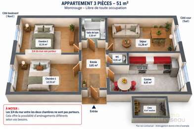 Appartement 3 pièces 337600 €