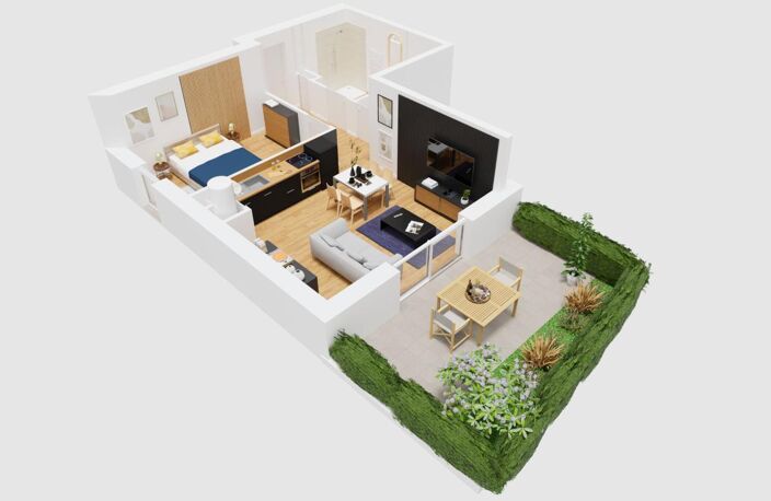 APPARTEMENT TYPE 2 46 M2 EN REZ-DE-JARDIN A VENDRE DANS RÉSIDENCE NEUVE — photo 3