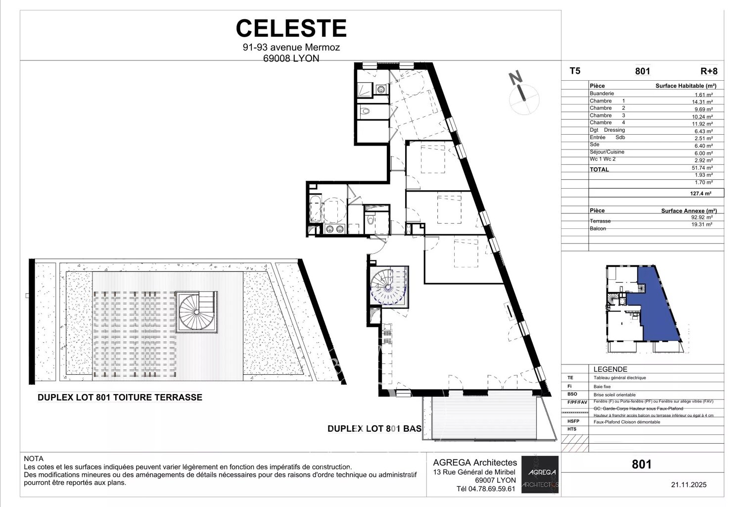 Lyon 8ème - Appartement Duplex 127,40 m² - Toit-terrasse 92,92 m² - Balcon - Garage — photo 1