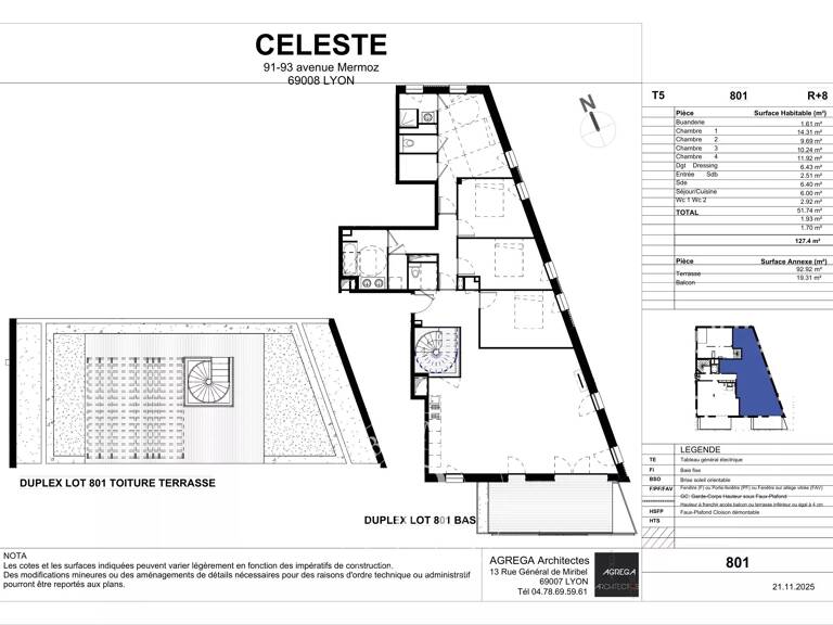 Lyon 8ème - Appartement Duplex 127,40 m² - Toit-terrasse 92,92 m² - Balcon - Garage — photo 1