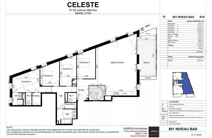 Lyon 8ème - Appartement Duplex 127,40 m² - Toit-terrasse 92,92 m² - Balcon - Garage — photo 2