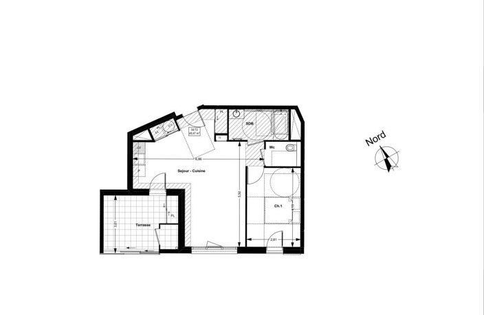 APPARTEMENT TYPE 2 49,5 M2 AVEC TERRASSE PLEIN SUD EN DERNIER ÉTAGE D'UNE RÉSIDENCE NEUVE (POSSIBILITÉ DE PARKING SOUTERRAIN EN SUS DU PRIX) — photo 4